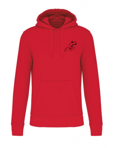 Sweat-shirt à capuche rouge course cycliste : textile course cycliste et Tour de France