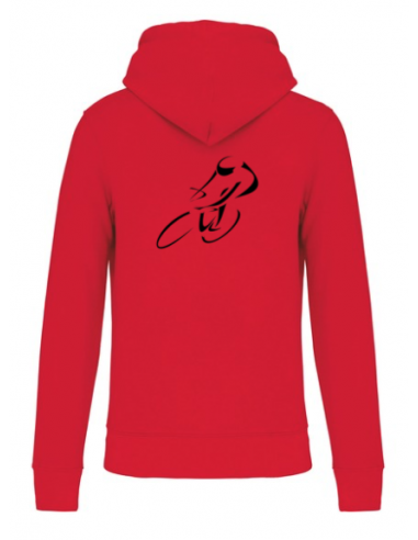 Sweat-shirt à capuche rouge course cycliste : textile course cycliste et Tour de France Sweat-shirt à capuche rouge course cycliste : textile course cycliste et Tour de France