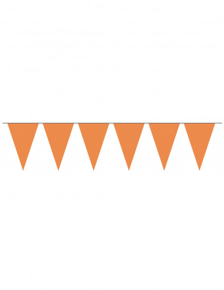 Guirlande fanions triangulaires orange en plastique ultra résistant : 5 mètres