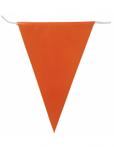 Guirlande fanions triangulaires orange en plastique ultra résistant : 5 mètres