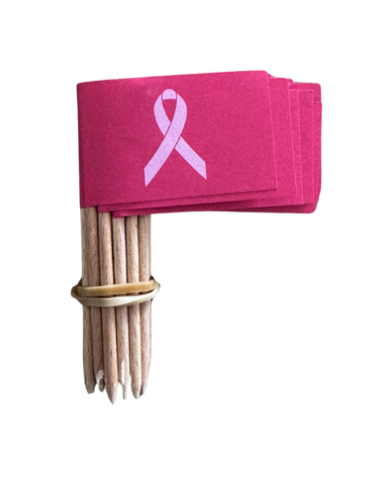 25 drapeaux sur pic en bois octobre rose : course cycliste