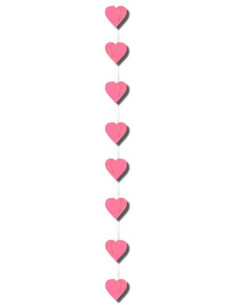 Guirlande verticale cœurs en papier rose