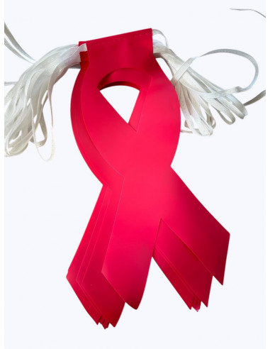 Guirlande noeud octobre rose en plastique ultra résistant : fabrication française