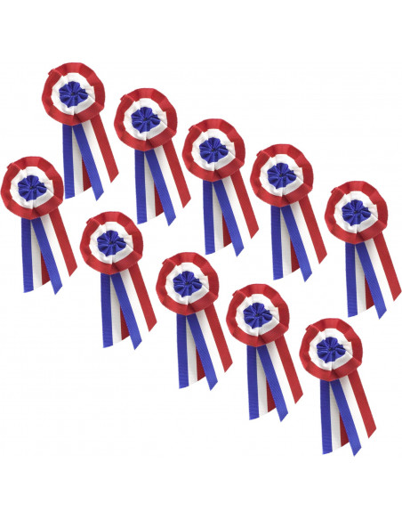 Lot de cocarde tricolore en tissu 5 cm avec pans