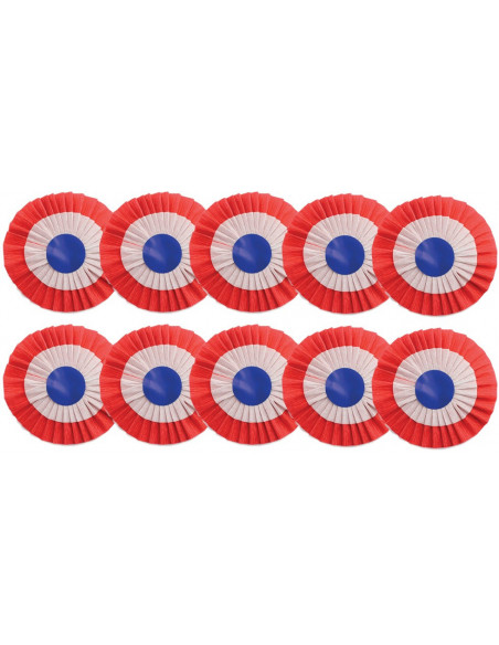 Lot de 10 cocardes en papier crépon de 8 cm de diamètre