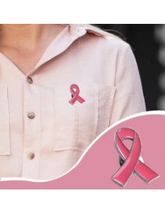 Lot de 6 pin's ruban octobre rose en métal 2