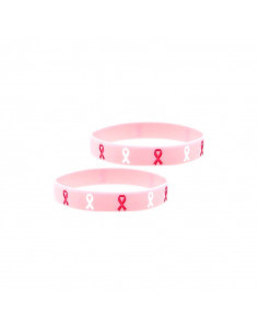 Lot de 2 bracelets Octobre rose en silicone