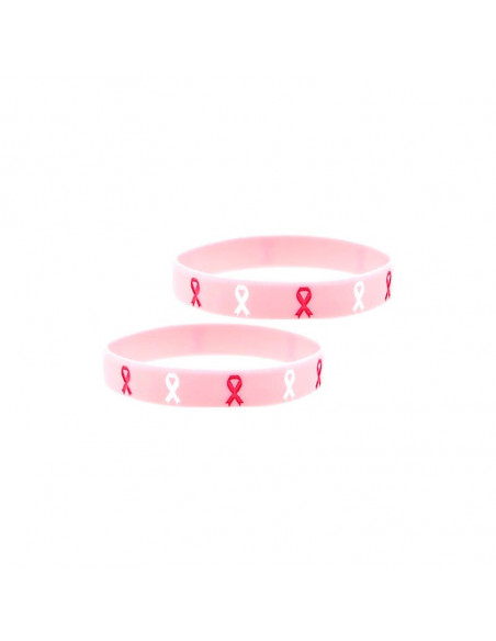 Lot de 2 bracelets Octobre rose en silicone