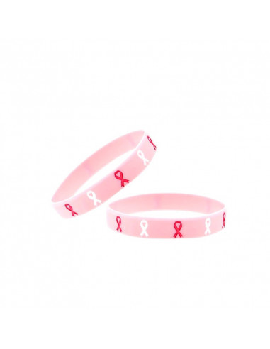 Lot de 2 bracelets Octobre rose en silicone