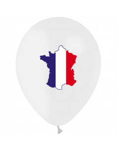 Sachet de ballons en latex carte de France tricolore : Biodégradable