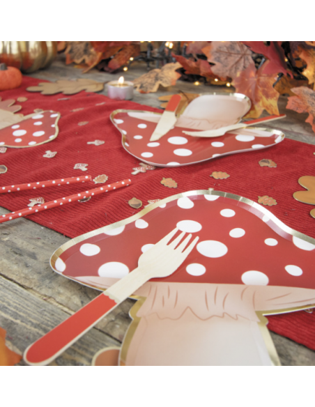 Chemin de table velours côtelé rouge