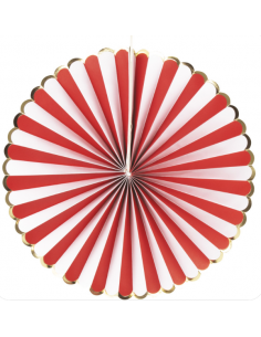 Set de trois éventails rouge blanc et or : décoration cirque 2
