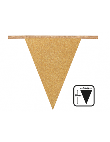 Guirlande en carton scintillante or : guirlande fanions or