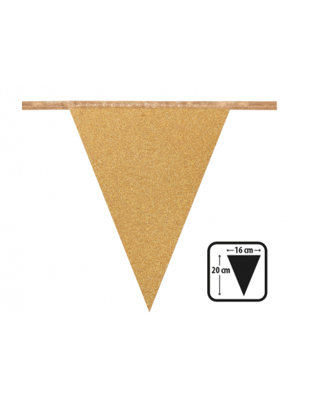 Guirlande en carton scintillante or : guirlande fanions or