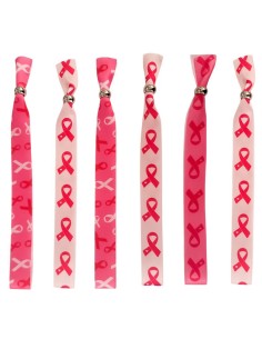 Lot de 6 bracelets ruban Octobre Rose tissu : accessoires octobre rose