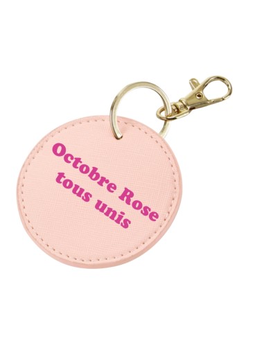 Porte clé octobre rose en cuir