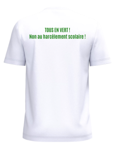 T-shirt blanc homme lutte contre harcèlement scolaire : textile évènement 2