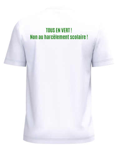 T-shirt blanc homme lutte contre harcèlement scolaire : textile évènement