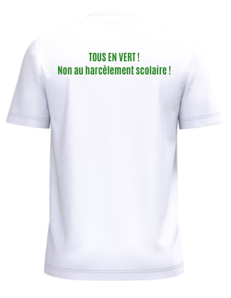 T-shirt blanc femme lutte contre le harcèlement scolaire : textile évènement