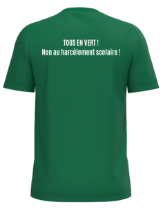 T-shirt vert femme lutte contre le harcèlement scolaire : textile évènement 2