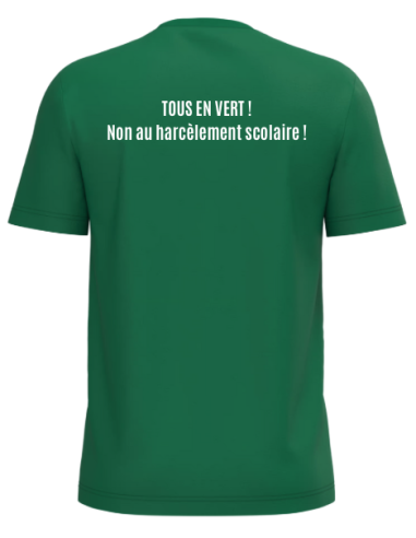 T-shirt vert femme lutte contre le harcèlement scolaire : textile évènement