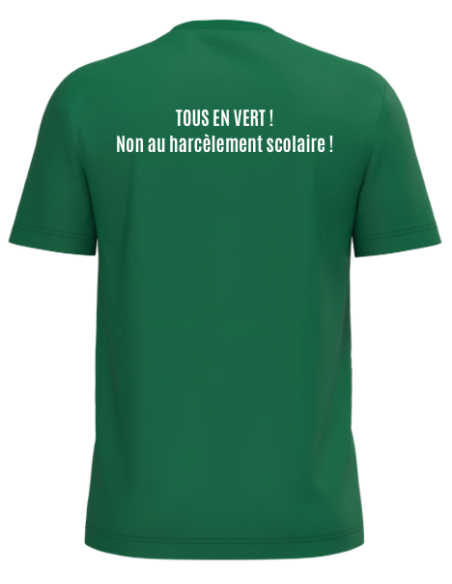 T-shirt vert femme lutte contre le harcèlement scolaire : textile évènement