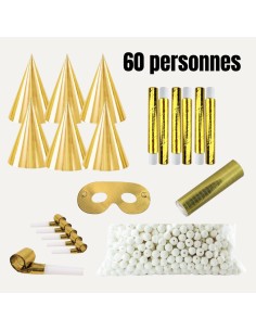 Pack cotillons or 60 personnes pour célébrer la saint Sylvestre : Cotillons Nouvel
