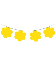 Guirlande fanions fleur jaune en plastique résistant