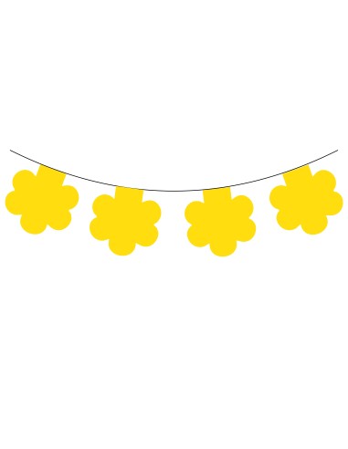 Guirlande fanions fleur jaune en plastique résistant