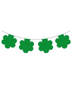 Guirlande fanions fleur verte en plastique résistant