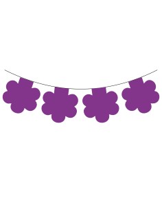 Guirlande fanions fleur violette en plastique résistant