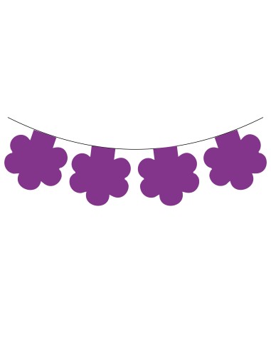 Guirlande fanions fleur violette en plastique résistant