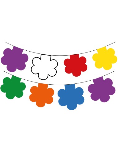 Guirlande fanions en forme de fleurs multicolore : Made in France