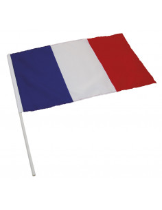 Drapeau de la France en tissu pas cher avec hampe : 2 tailles dispo