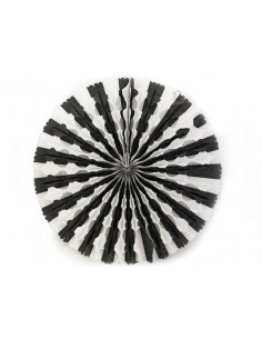 Déco éventail noir et blanc en papier ignifugé 50 cm de diamètre