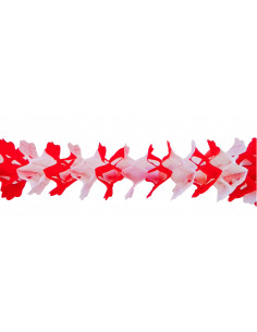 Guirlande rouge et blanche en papier ignifugé : Fabrication française