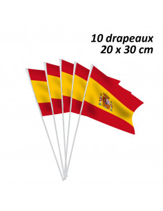 Sachet de 10 drapeaux Espagne en papier de 20 cm X 30 cm