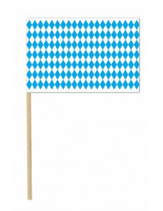drapeau damiers Bavarois en papier avec hampe en bois