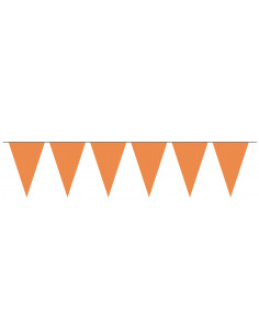 Guirlande fanions triangulaires orange ultra résistant de 10 m