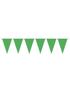 Guirlande fanions triangulaires vert ultra résistante 10 m