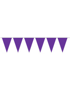 Guirlande fanions triangulaires violet ultra résistant : 10 mètres