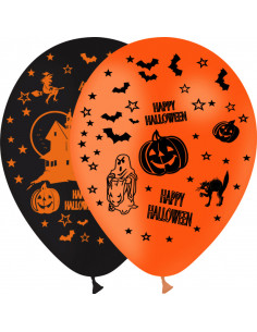 ballons happy halloween orange et noir