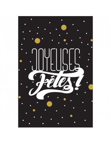 guirlande joyeuses fêtes blanche et noir