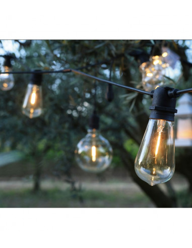 Guirlande lumineuse 8 ampoules blanc chaudes verre de 4,90 m