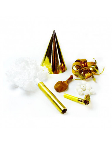 Sachet de cotillons or pour 1 personne : Nouvel An Sachet de cotillons or pour 1 personne : Nouvel An