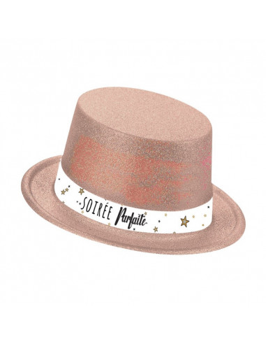 Chapeau plastique rose gold pailleté soirée parfaite Chapeau plastique rose gold pailleté soirée parfaite