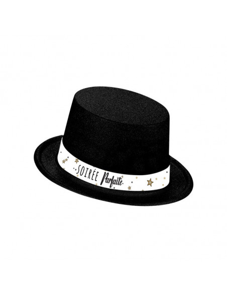 Chapeau plastique noir pailleté soirée parfaite