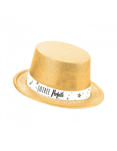 Chapeau plastique or pailleté soirée parfaite Chapeau plastique or pailleté soirée parfaite