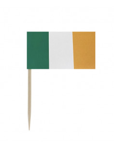 Sachet de 50 drapeaux Irlande pics en bois : Fabrication Française