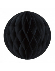 Boule noir en papier alvéolé de 12 cm, 20 cm ou 30 cm